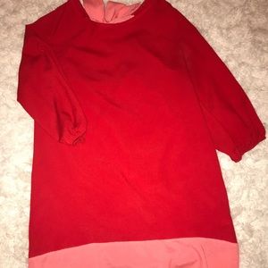 Red and pink shift dress